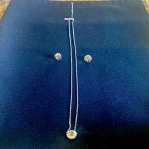 COACH Open Circle Stone Necklace With Matching Earrings